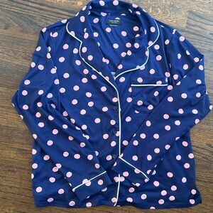 Kate Spade Navy Polka Dot Pajama Top Size Small